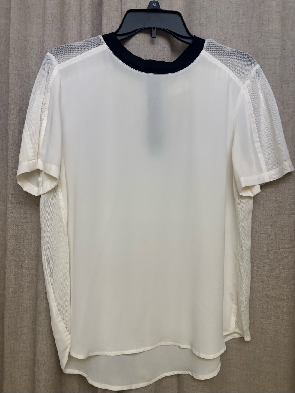 Lou & Grey White Short-Sleeve Shirt with Black Crew Neck